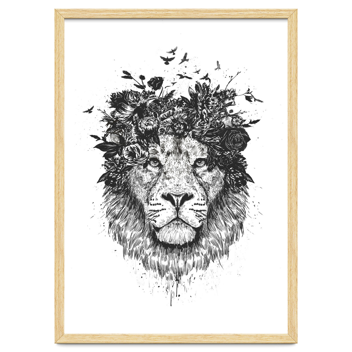 Floral Lion Bw