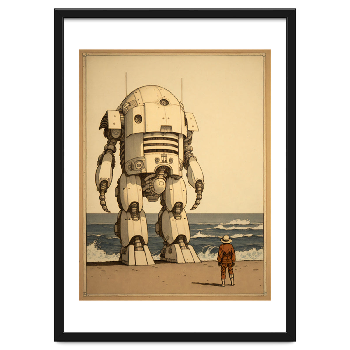 Giant Robot Japanese Woodblock Print