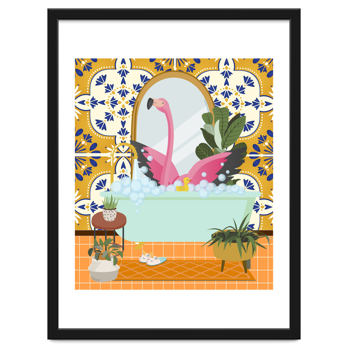 Flamingo Bathing in Moroccan Style Bathroom