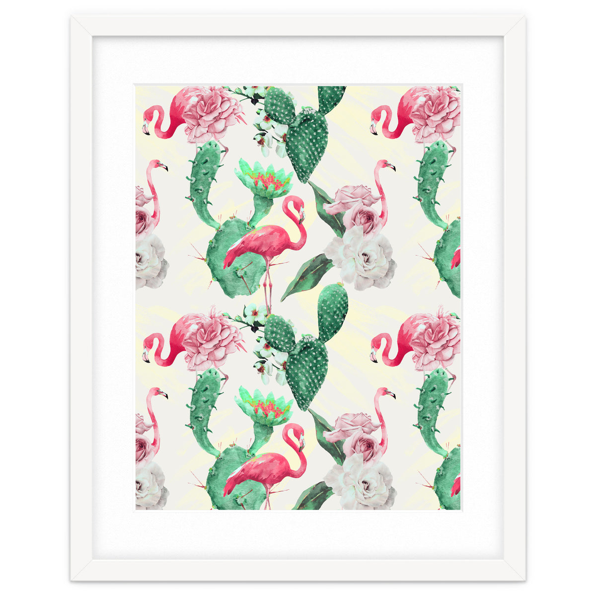 Flamingos, geometric and flowers