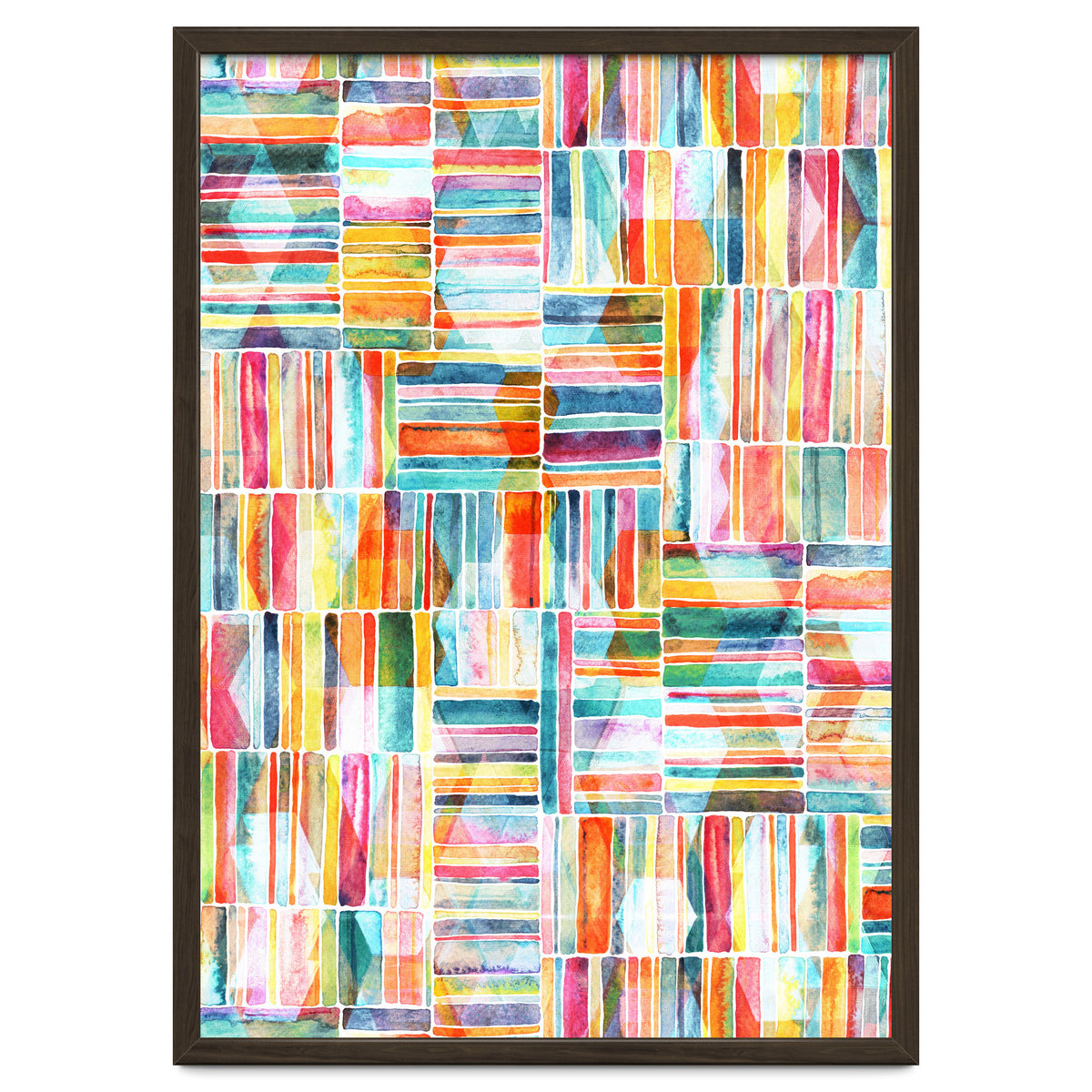 Summer Pastel Geometric and Striped Abstract on white