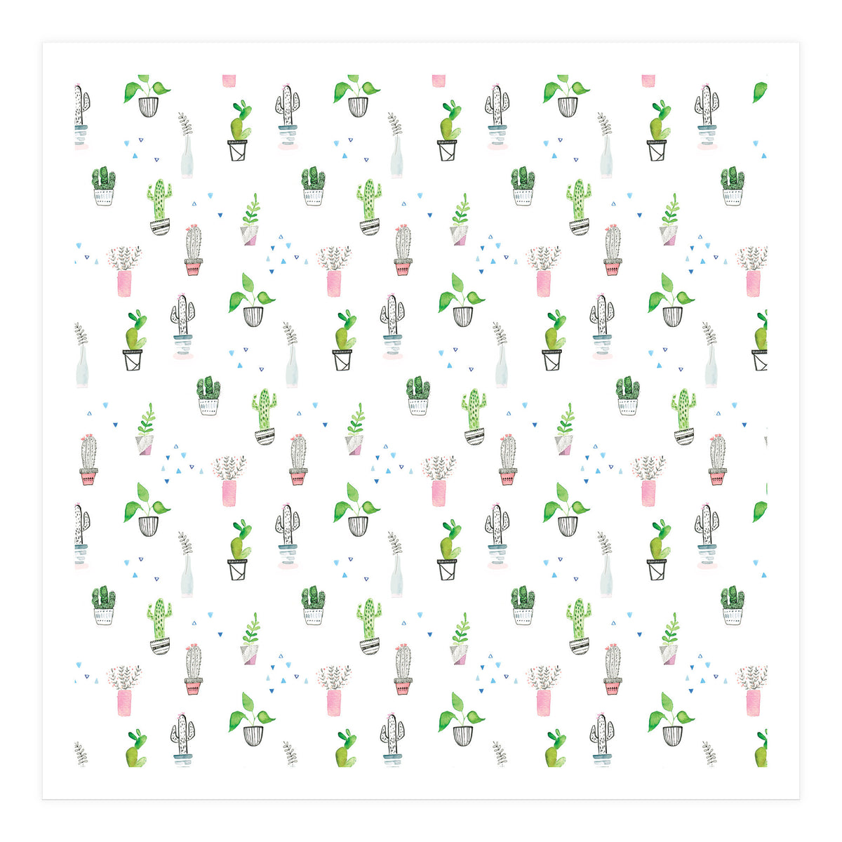 Cacti and plants pattern (Print Only)