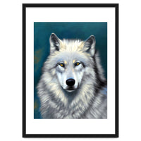 The Wolf, Animal Portrait Painting, Wildlife Forest Jungle Dog, Mystery Eclectic Rustic