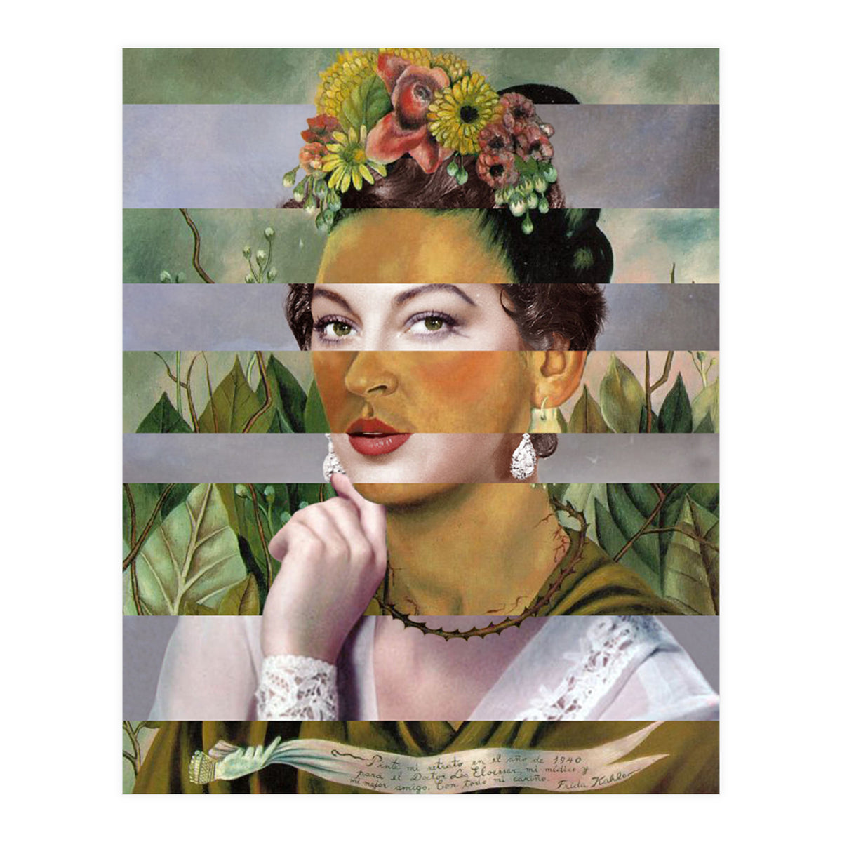 Frida Kahlos Self Portrait With (Print Only)