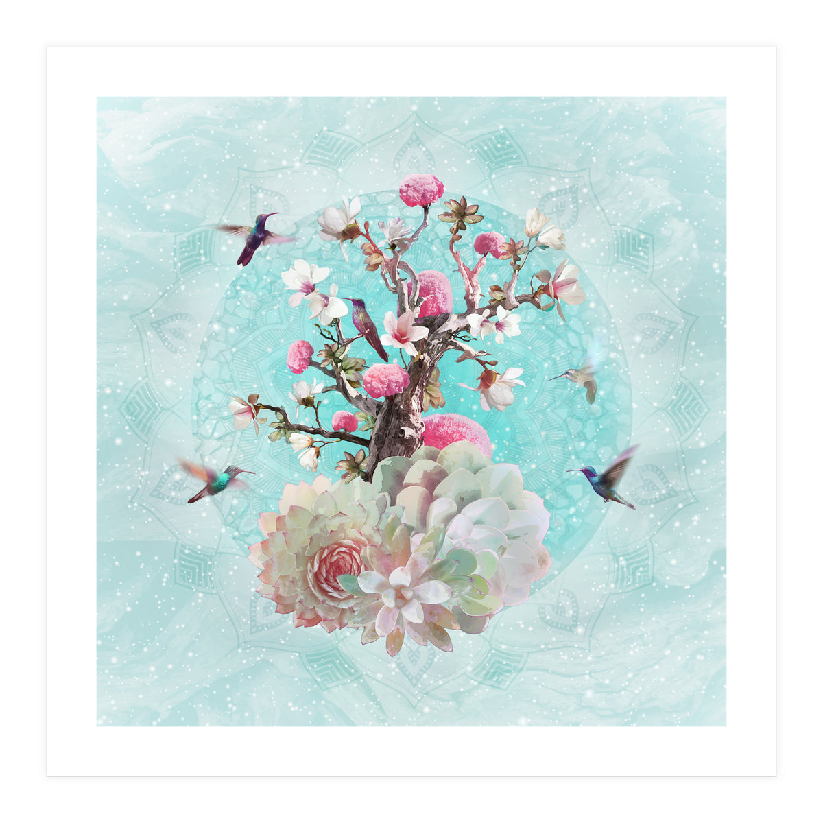 Floral Hummingbird  (Print Only)
