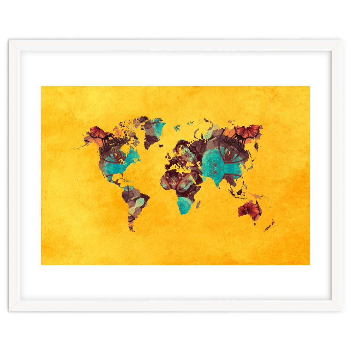 world map yellow art