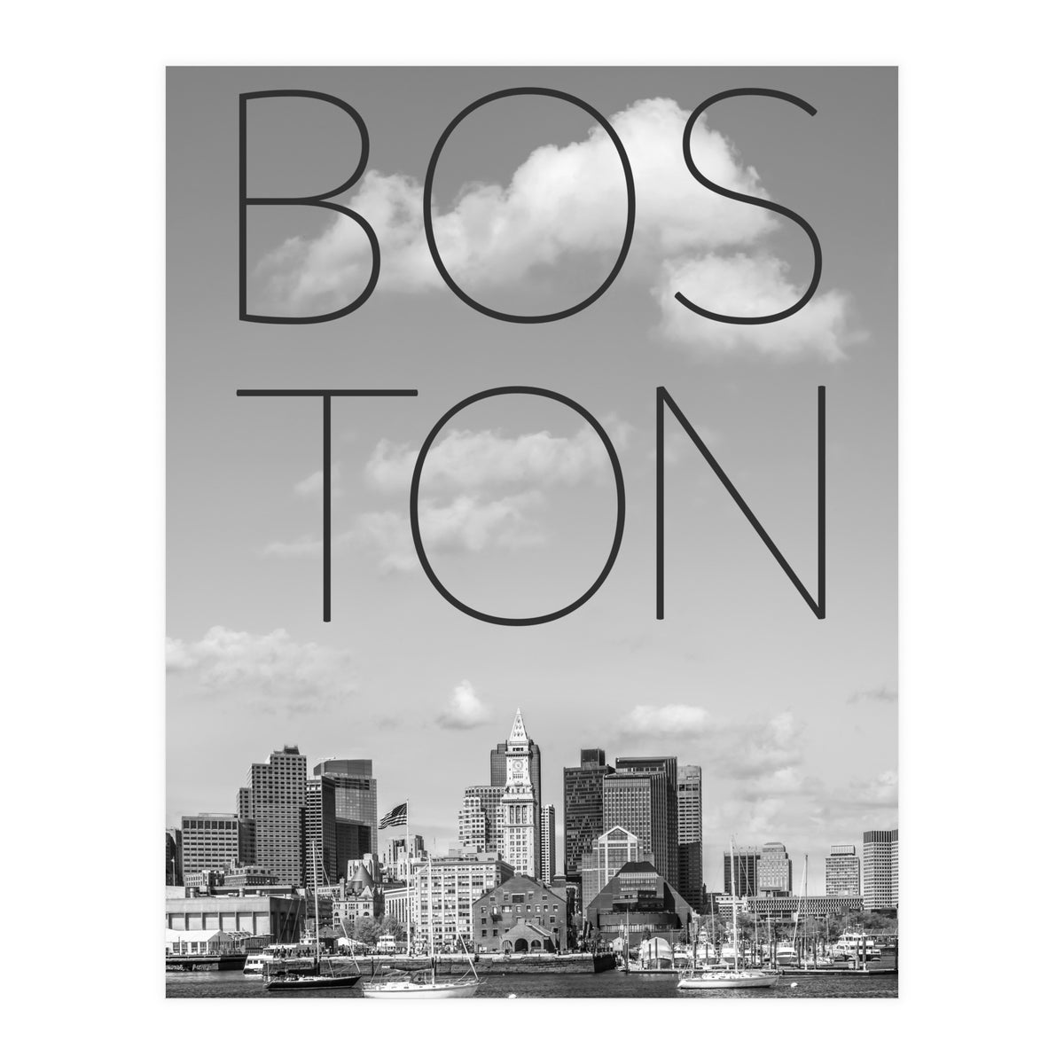 BOSTON Skyline North End & Financial District | Text & Skyline (Print Only)