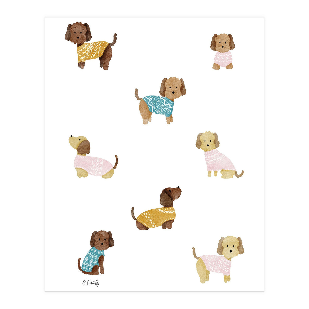 Cockapoo Dogs in Jumpers (Print Only)