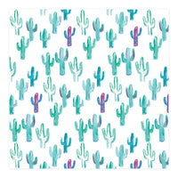 All Over Painted Cacti Mint And Pink (Print Only)