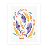 Swirling Narwhals | Purple (Print Only)