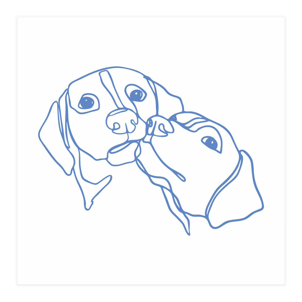 One Line Art Dogs Couple  (Print Only)