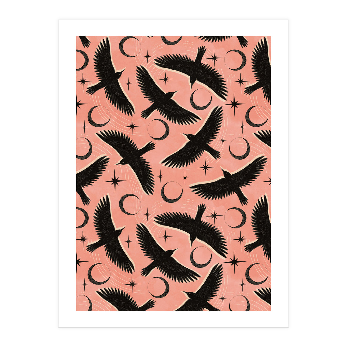 Black Birds With Moons (Print Only)