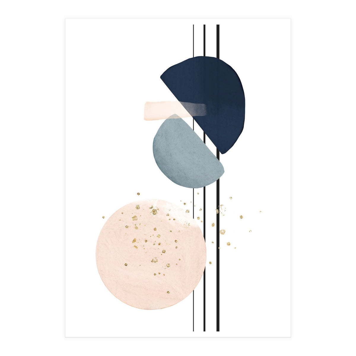 Abstract Study Blush and Navy Blue (Print Only)
