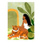 Just You & Me | Tiger Urban Jungle Friendship | Wild Cat Bohemian Black Woman with Pet (Print Only) thumbnail