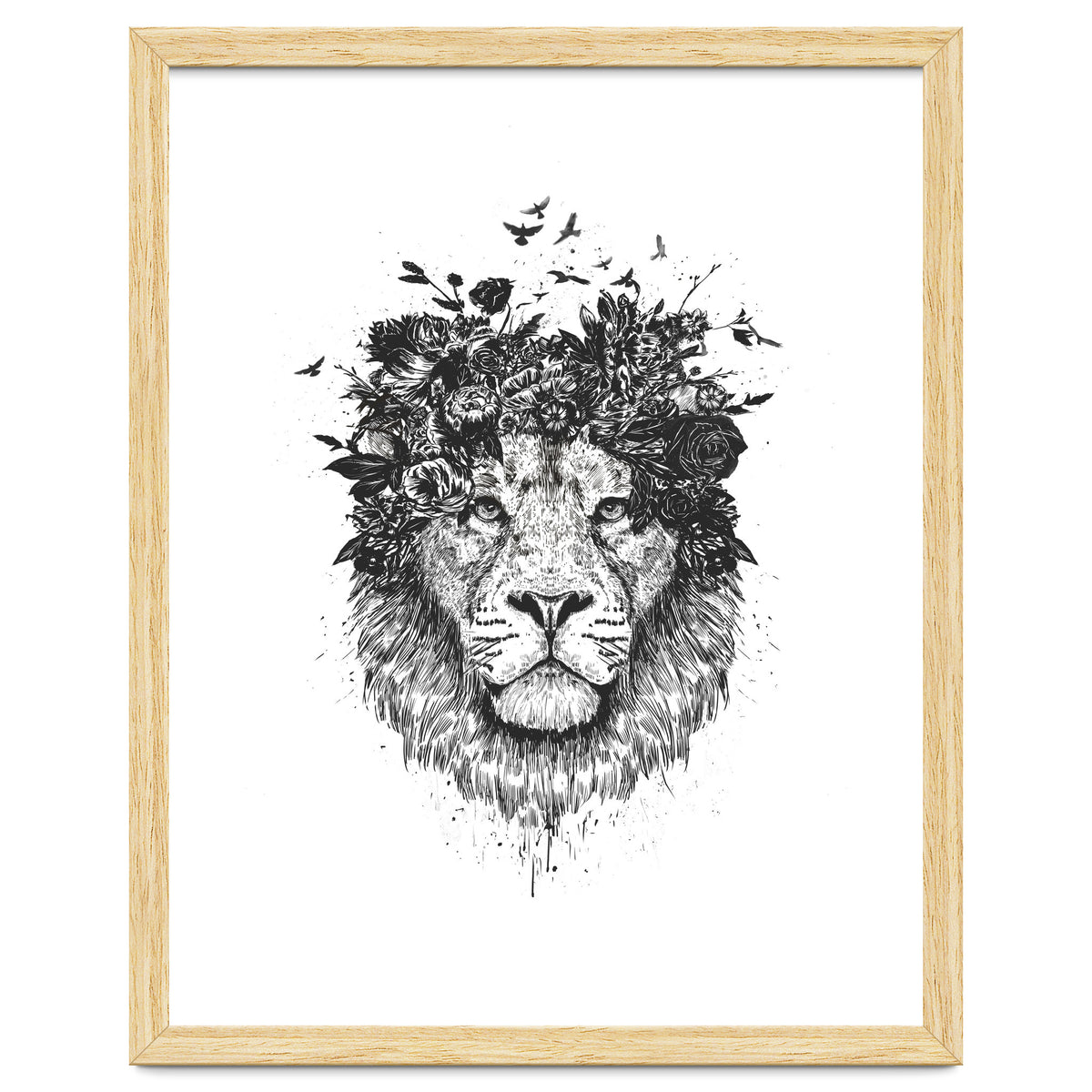 Floral Lion Bw