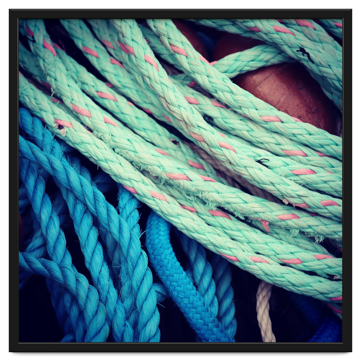 fishing ropes: blue and green
