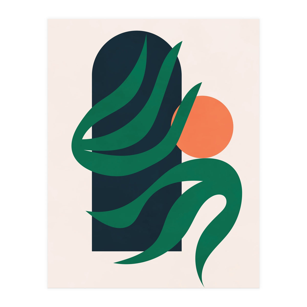 Mid Century Modern Botanical Geometric Art (Print Only)