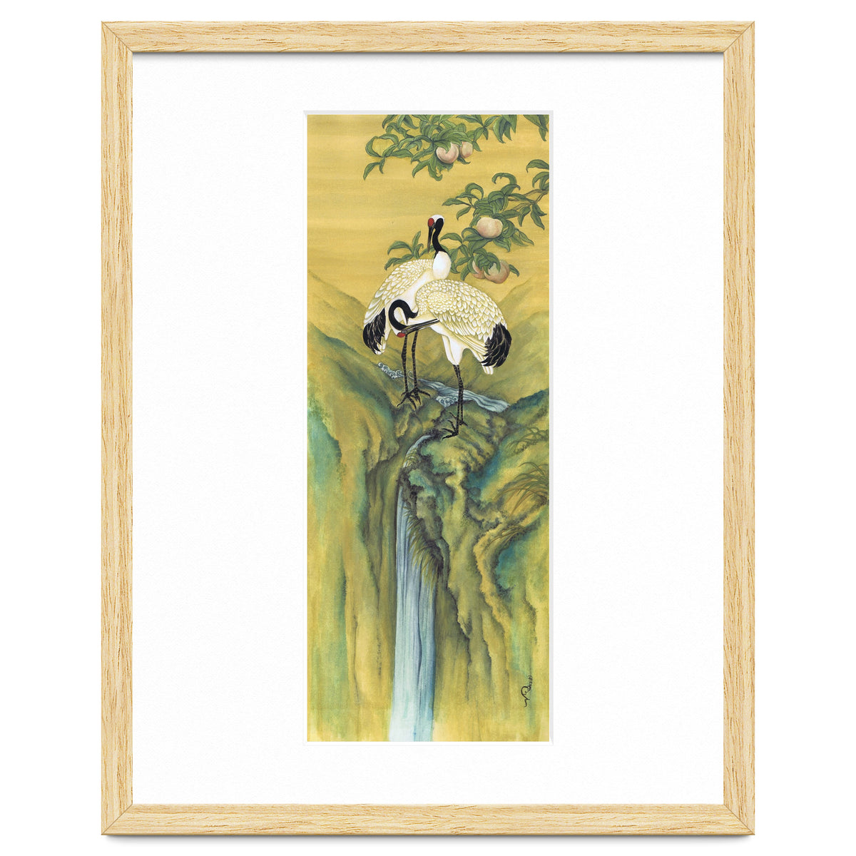 Cranes At The Top Of A Waterfall