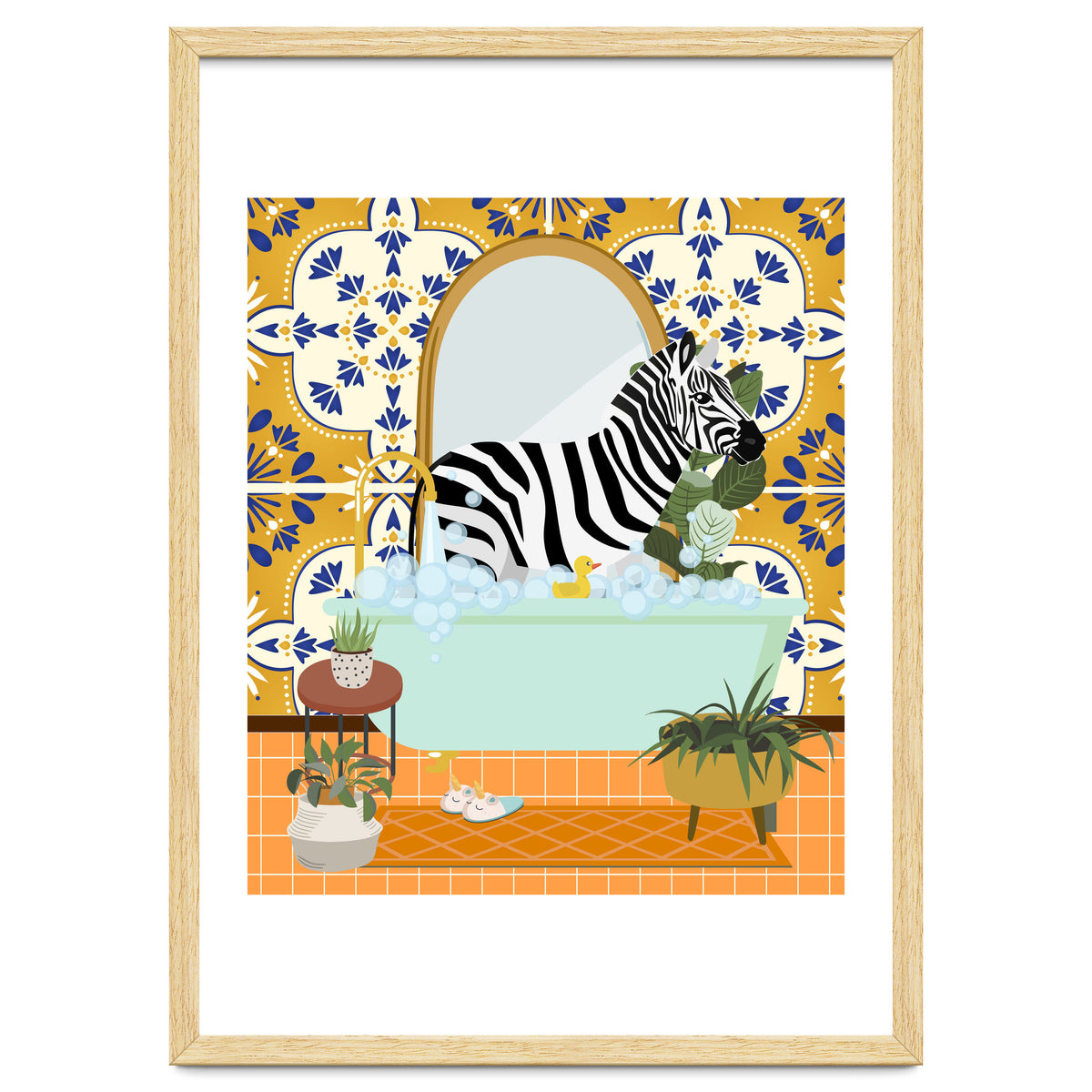 Zebra Bathing in Moroccan Style Bathroom
