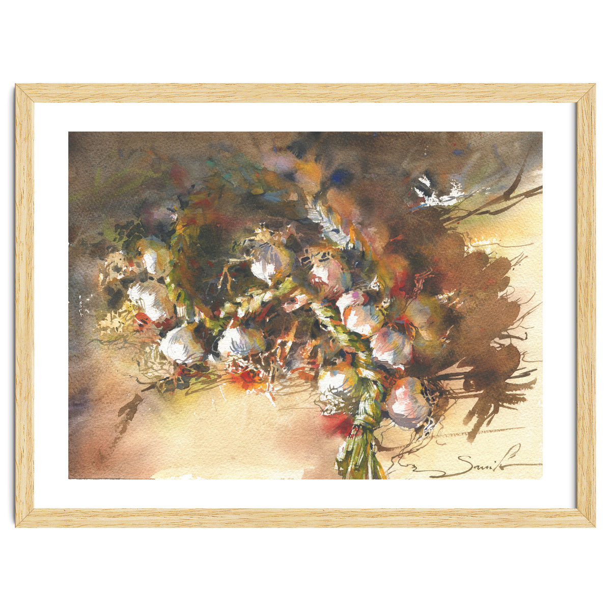 Still life garlic Watercolor