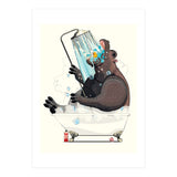 Hippopotamus in the Bath, Funny Bathroom Humour (Print Only) thumbnail