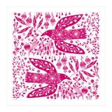 Doves And Flowers Magenta Pink (Print Only) thumbnail
