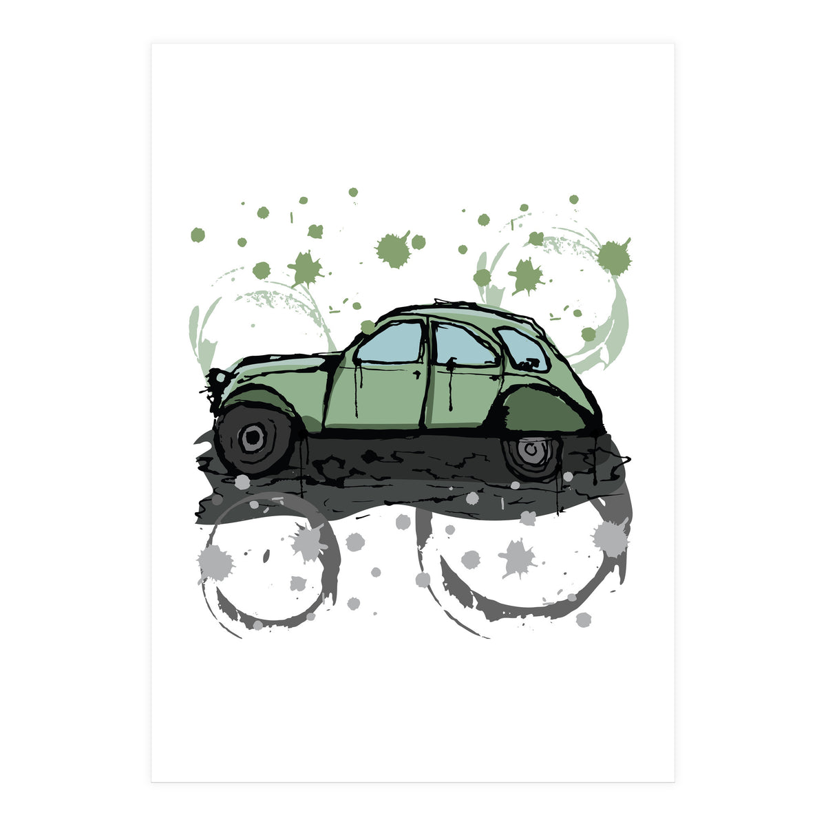 Green car sketch (Print Only)