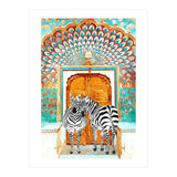 Take Your Stripes Wherever You Go Painting, Zebra Wildlife Architecture, Indian Palace Door Painting  (Print Only) thumbnail