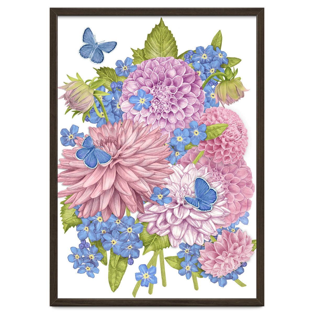 Pink Flowers and Butterflies