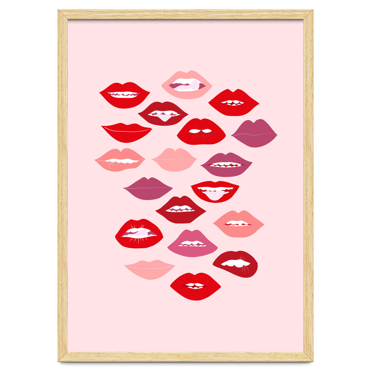 Lips Red with Pink Background