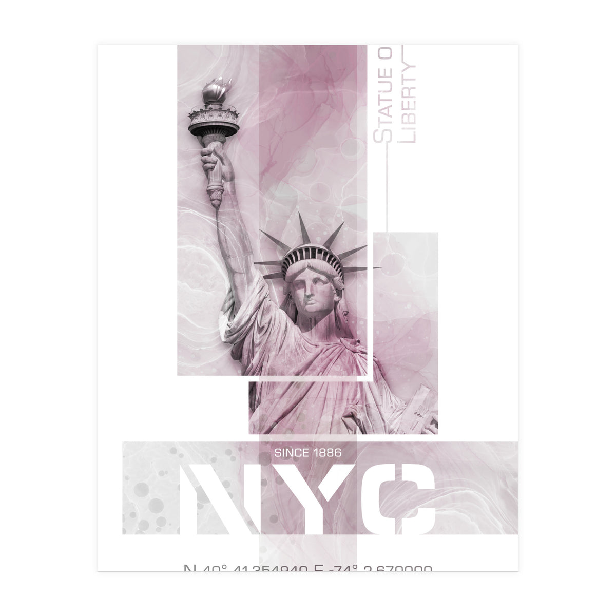 NYC Statue of Liberty | pink marble (Print Only)