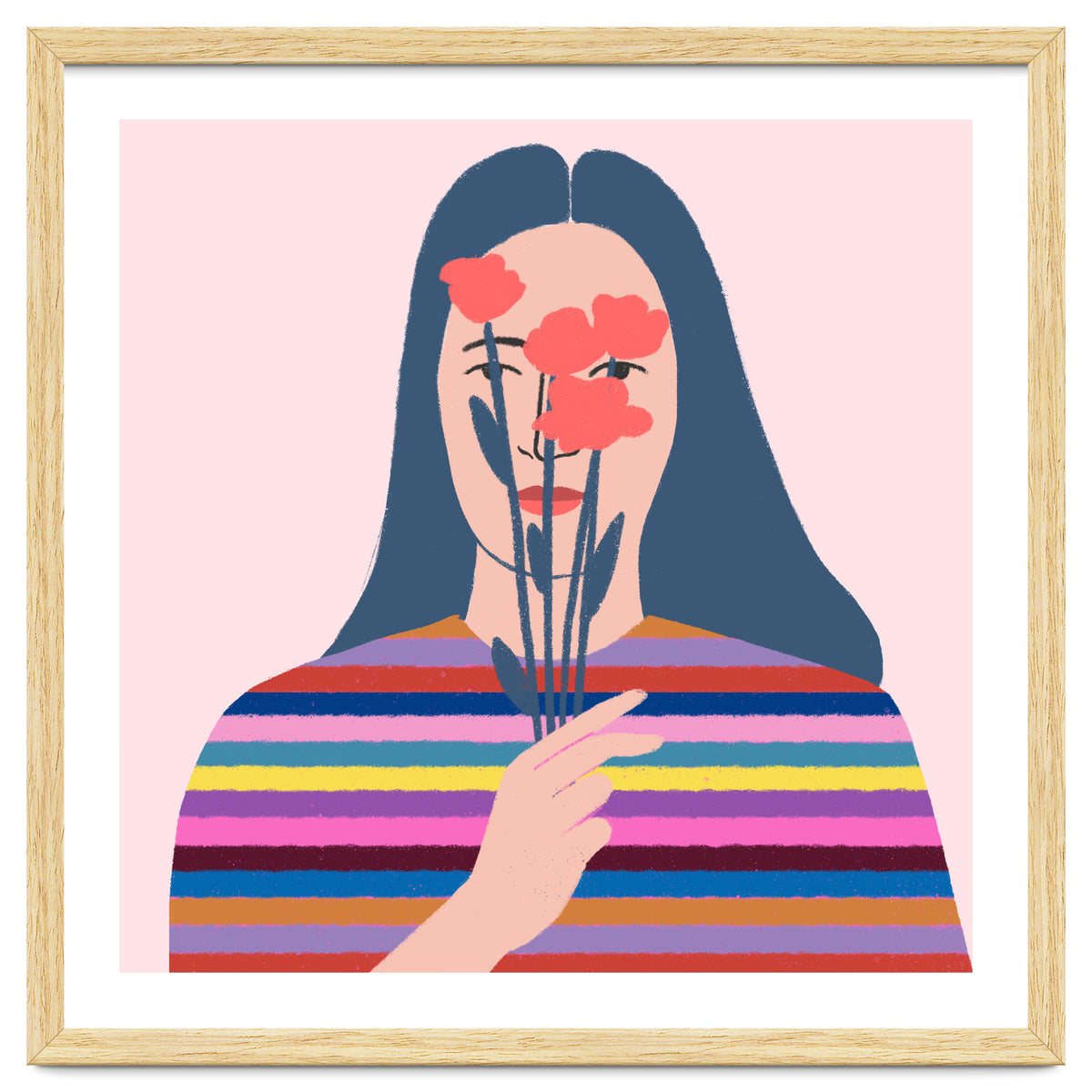 Girl With Flowers Square