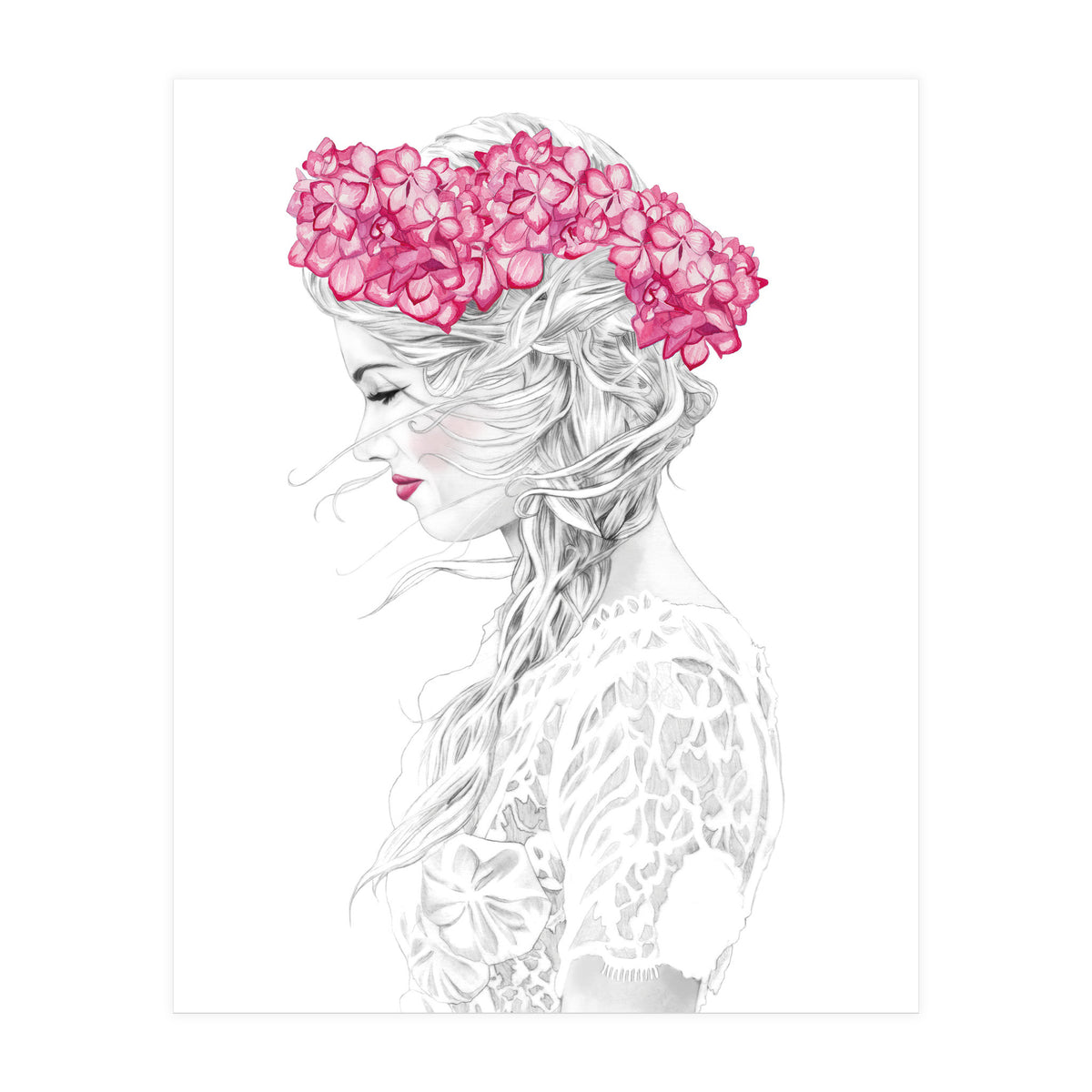 Pink Hydrangea Girl (Print Only)