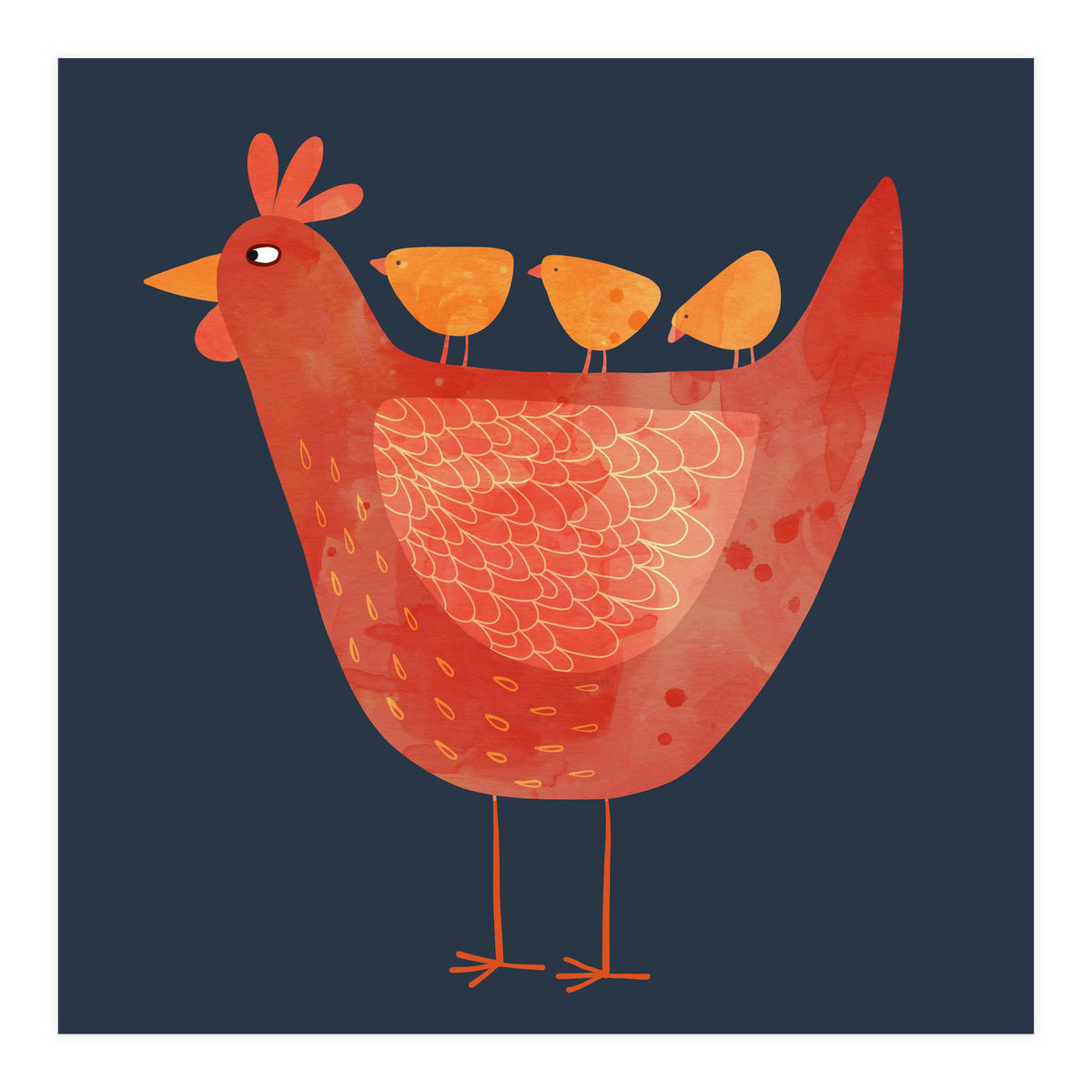 Hen and Chicks Dark (Print Only)