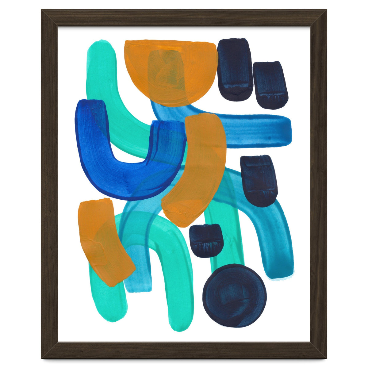 Fun Colorful Blue Turquoise Shape Yellow Accent