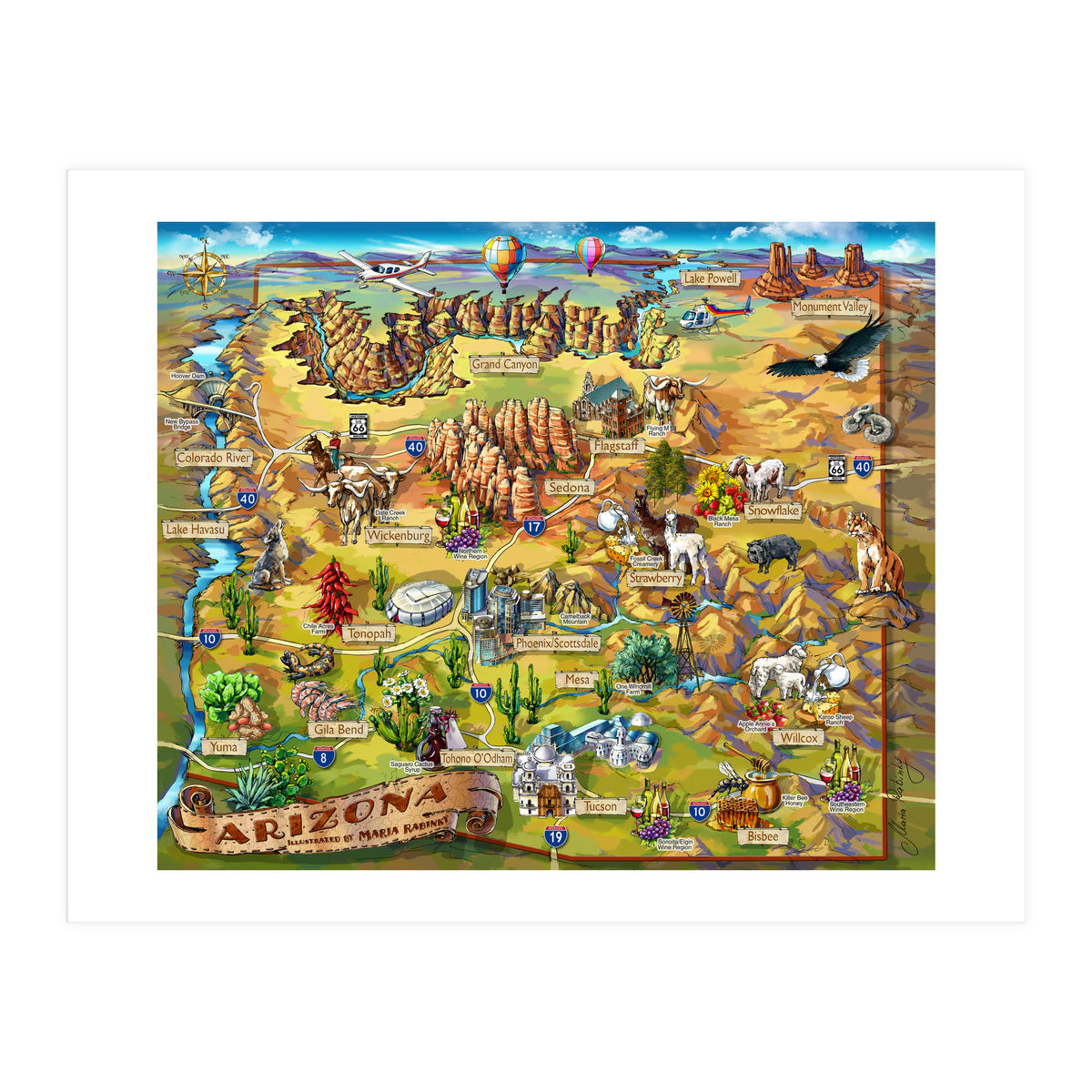 Arizona Illustrated Map (Print Only)
