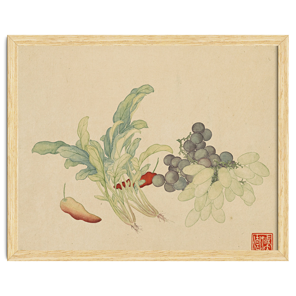 Wang Chengyu ~ Flowers And Vegetables, Vegetables, Fruits, Peppers, Millet Hot, Grapes, Spinach