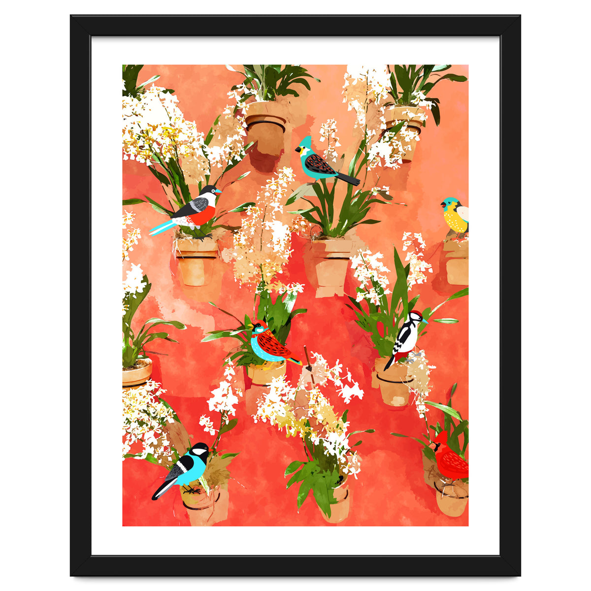 Birds of different feathers flock together | Biodiversity Wildlife Animals Red Watercolor Painting