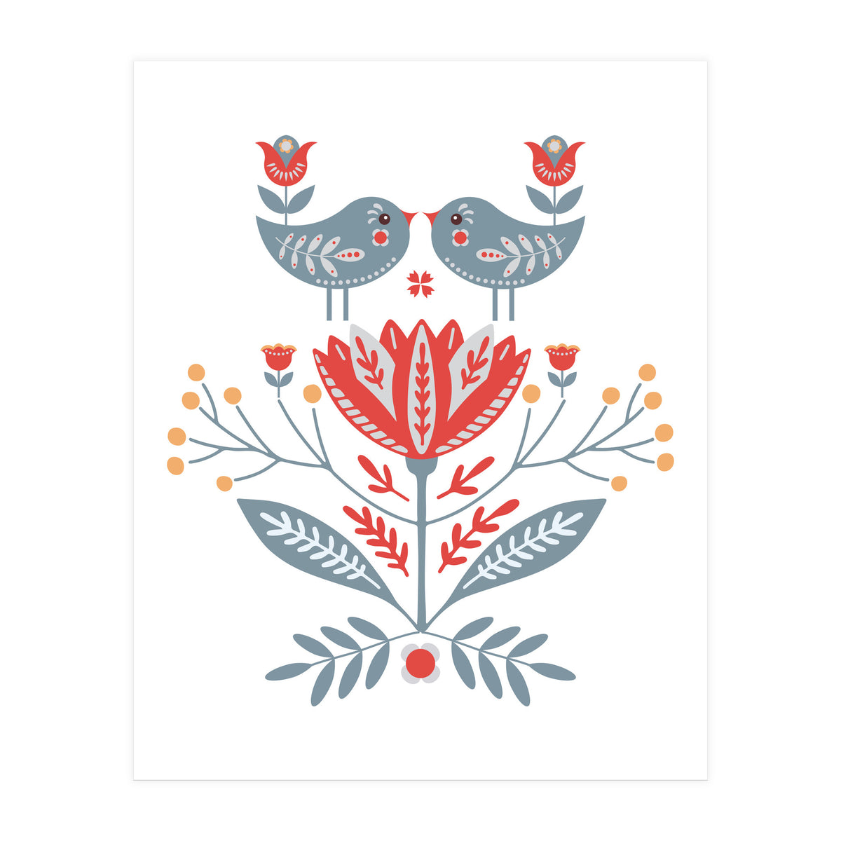 Scandinavian Folk Birds & Flowers (Print Only)