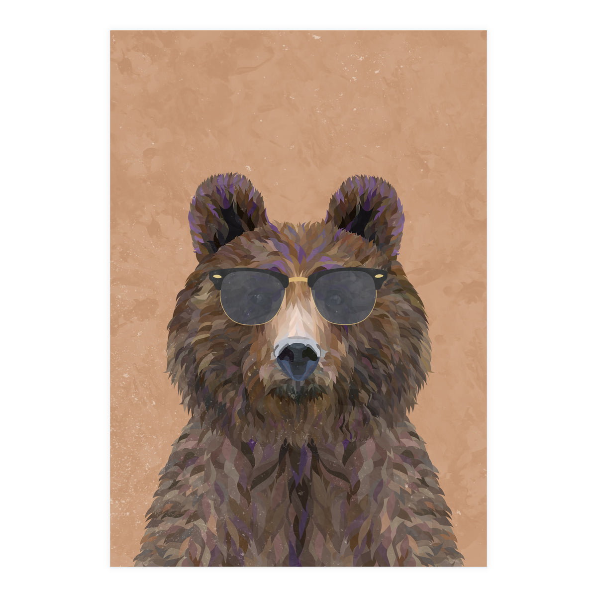 Cool Bear Wearing Sunglasses Portrait (Print Only)