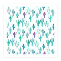 All Over Painted Cacti Mint And Pink (Print Only)