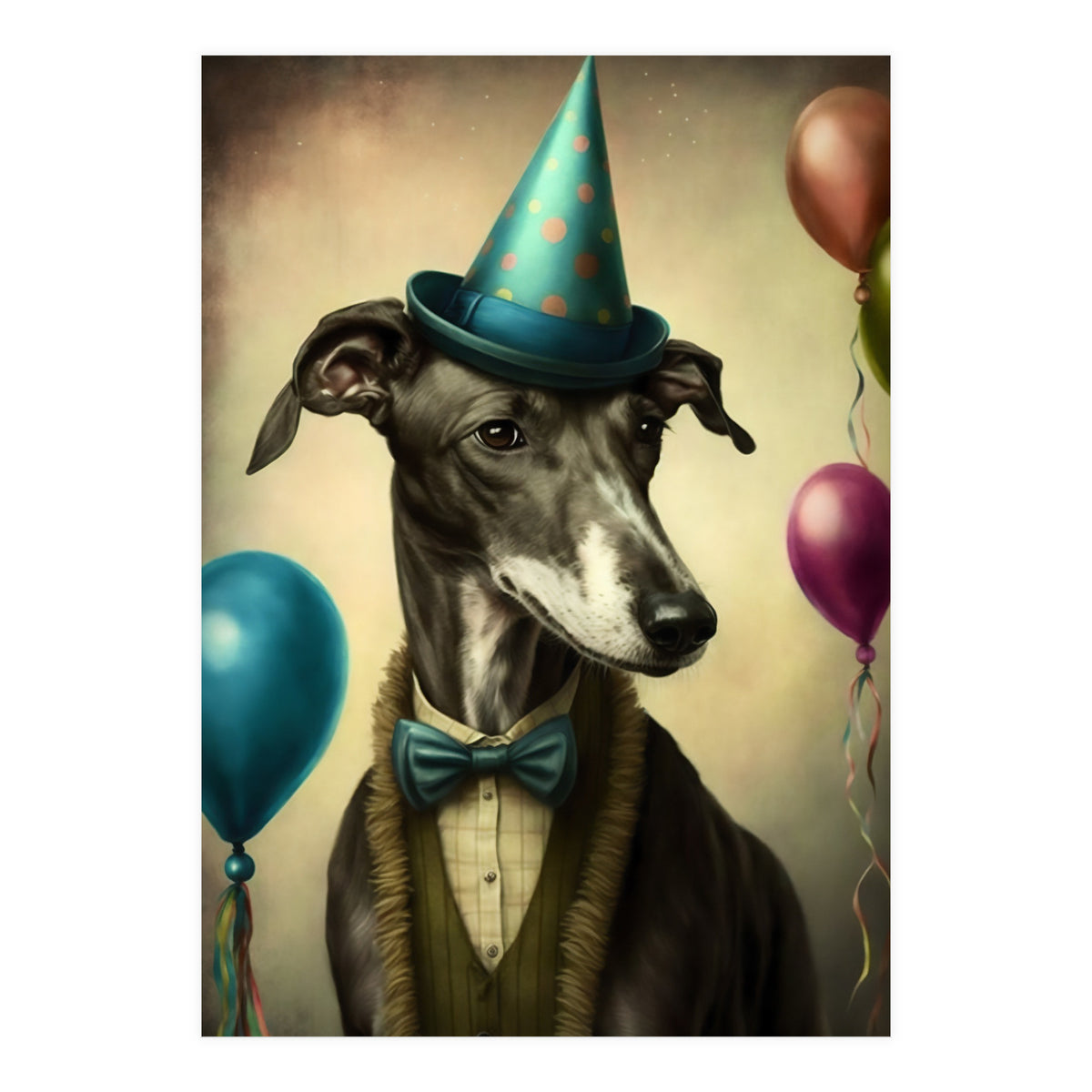 Greyhound At A Party (Print Only)