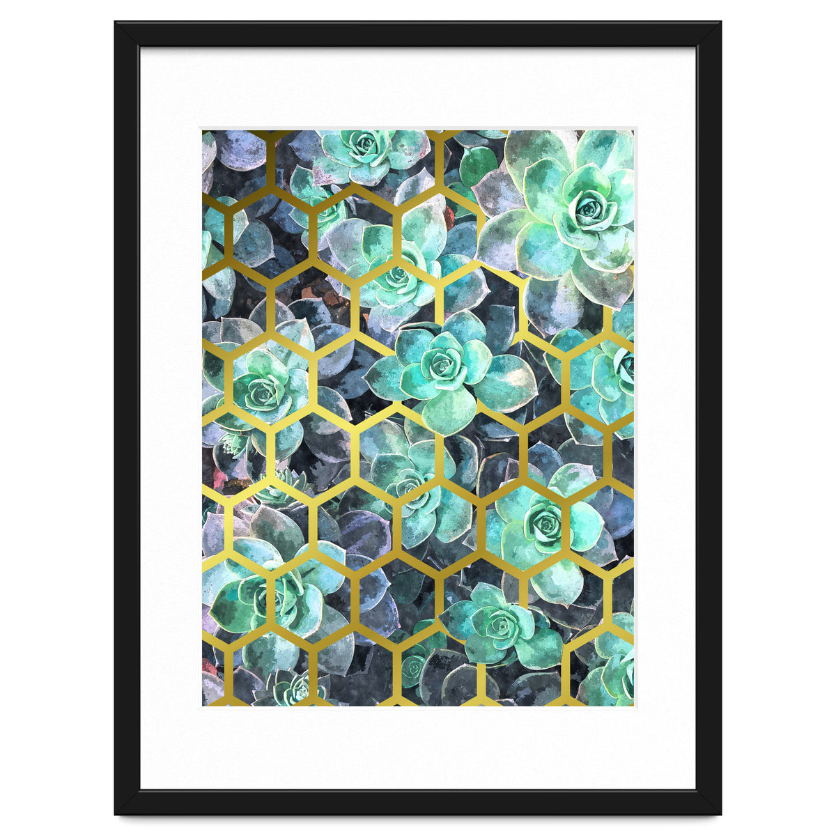 Succulents and Gold Geometric
