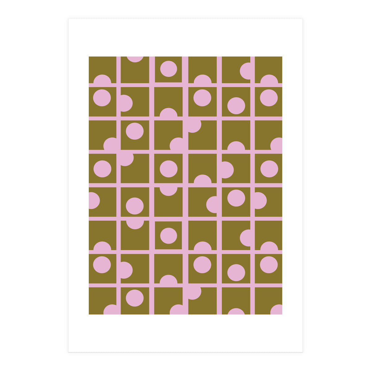 Pink Retro Circles Pattern (Print Only)