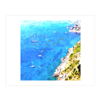 Capri Islands | Tropical Travel Summer Island | Ocean Sea Beach Swim Sail Painting  (Print Only)