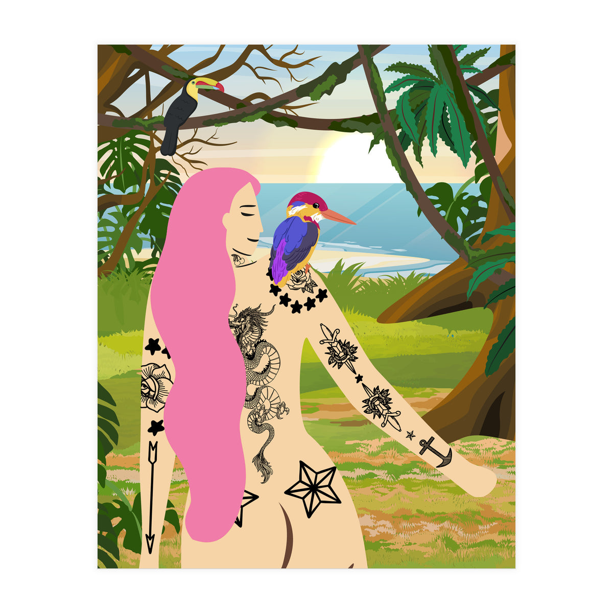 Pink Kingfisher and Me (Print Only)