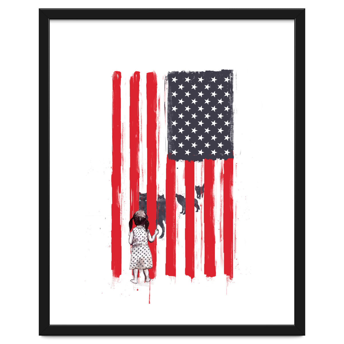 Little Girl And Wolves