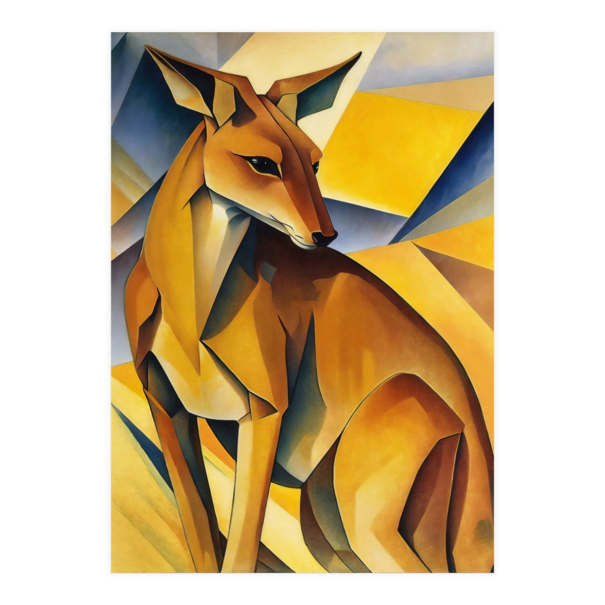 Kangaroo Abstract Oil Painting (Print Only)