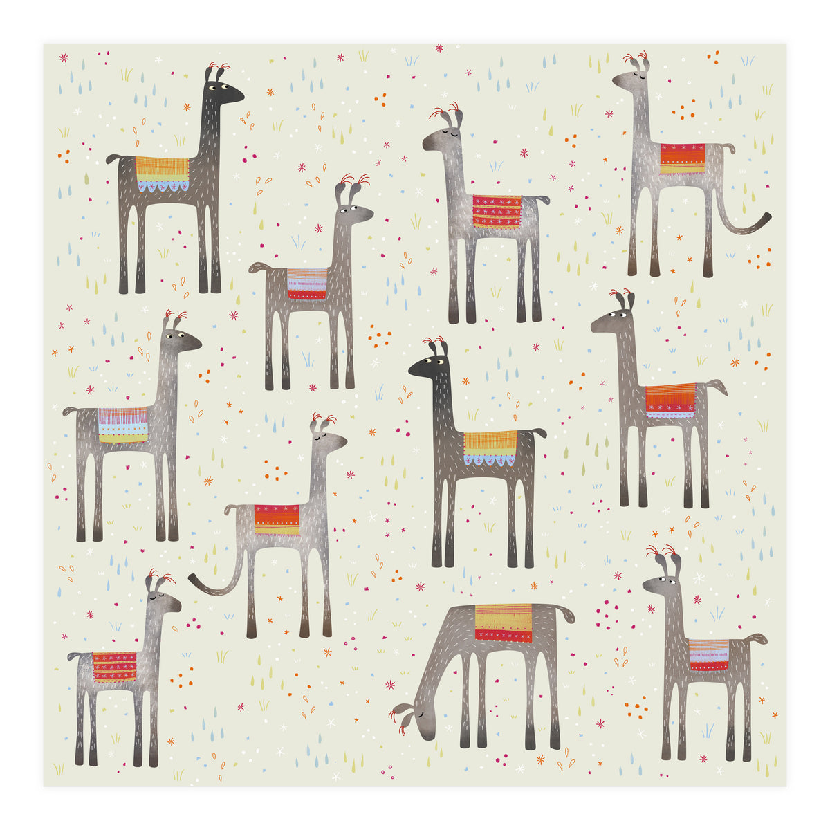 Llamas in a Meadow (Print Only)