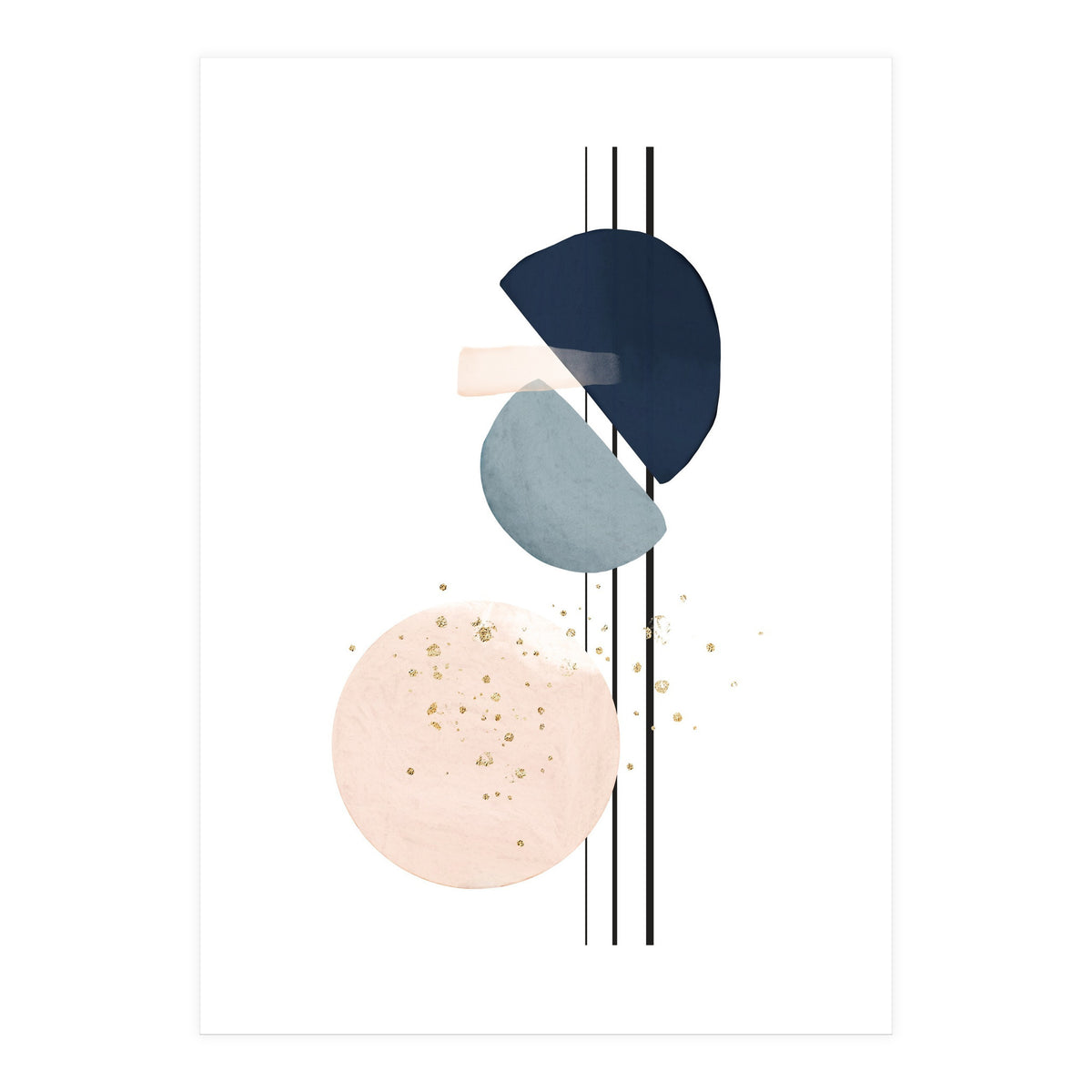 Abstract Study Blush and Navy Blue (Print Only)